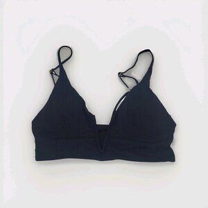 L*Space LSPACE Pointelle Rib Siren Bikini Top Womens Size XL Black NWT MSRP $114